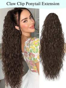 Ponytail Extension Claw 30" Long Curly Pony Tail Claw Clip In Hair Extension Fluffy Natural Looking Synthetic Hairpiece For Women