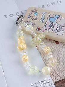 GO2CJBEADS 1 pieza Nuevo Diseño de Correa con Cuentas Antiperidida para Teléfono, Decoración de Dijes con Cuentas de Conejo Lindo de Acrílico, Correa de Muñeca para Teléfono Móvil y Llavero para Niñas