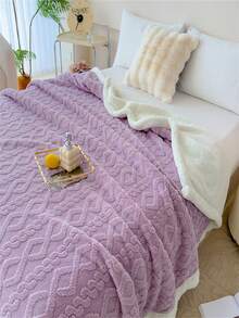 1 pieza Manta Sherpa de Jacquard 3D estilo bohemio, manta de Navidad ultramacia y esponjosa de felpa, manta de doble cara gruesa y cálida para cama, sofá, sala de estar, adecuada para el Día de la Madre, dormitorio, colcha para verano con aire acondicionado, manta ligera de franela rosa