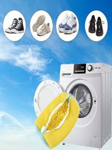 Durable Shoe Wash Bag - Yellow With Blue Zipper,360 Deep Clean Shoes Laundry Bag Reusable Shoe Bag For Washing Hine Sneaker Washing Hine Bags Yellow Soft Lining Interior, Ideal For Athletic & Casual Shoes, Laundry Bag