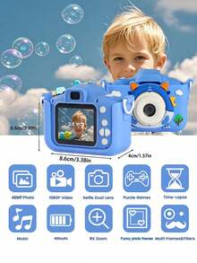 Kids' Camera, 1080P HD, 48MP, Video Recording Supported, Built-In Five Games, Perfect For Boys And Girls As Gifts For Children's Day, Christmas, Thanksgiving, Or Birthdays - 彩色 - 查看 4