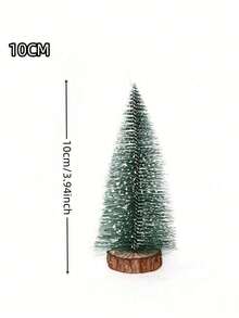 4棵迷你圣诞树，尺寸分别为10厘米/15厘米/20厘米/25厘米，植绒松针圣诞树，白色雪松桌面小圣诞树，桌面装饰礼品，松针圣诞装饰品，圣诞节 - 綠色 - 查看 4