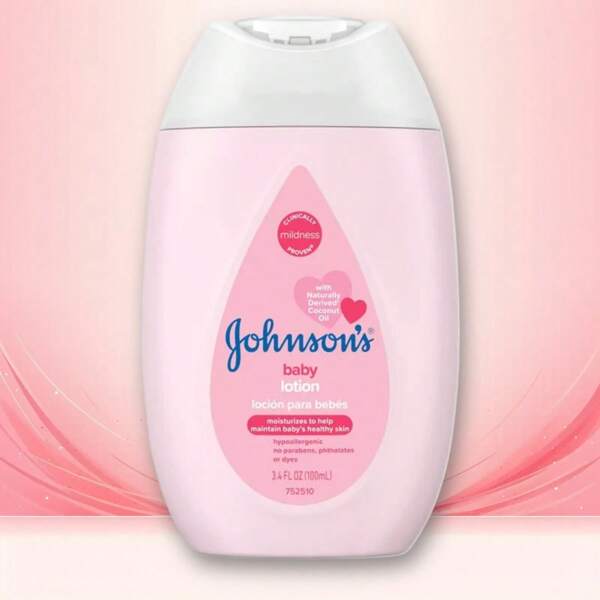 Johnson's Moisturizing Mild Pink Baby Body Lotion, Coconut Oil For Delicate Skin, Hypoallergenic - 3.4 Fl Oz