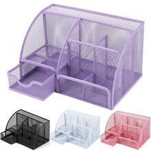 1pc Desk Organizer, Office Desk Organizer With Drawer, Pen Holder, Large Space Desk Accessories And Workspace Organizers, Desk Organizers And Accessories For Office, Home, School, Office Desk Accessories And Desk Supplies, Desk Organization, Office Supplies Organizer And Office Accessories For Women, Men, Students Back To School - Multicolor - View 1