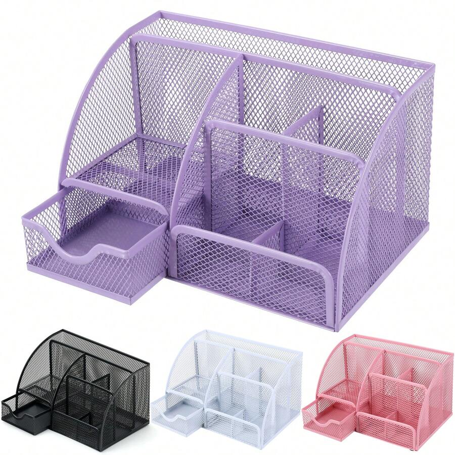 1pc Desk Organizer, Office Desk Organizer With Drawer, Pen Holder, Large Space Desk Accessories And Workspace Organizers, Desk Organizers And Accessories For Office, Home, School, Office Desk Accessories And Desk Supplies, Desk Organization, Office Supplies Organizer And Office Accessories For Women, Men, Students Back To School - Multicolor - View 1