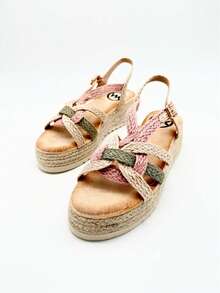 Women's Wedge Sandal, Espadrille Sandal With Thick Jute Sole And Adjustable Buckle Strap, Fashionable And Comfortable Design, Ideal For Daily And Casual Use, Estimated Delivery 2-5 Business Days