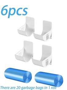 6pcs Hole-Free Garbage Bag Storage Rack, Wall-Mounted Kitchen Organizer, Adjustable Angle For Storing Garbage Bags, Umbrellas, Curtain Rods, Rolling Pins, Cling Wrap, Foil, Suitable For Home, Restaurant, Hotel, Can Be Given As Gifts On Holidays Like Father's Day And Mother's Day