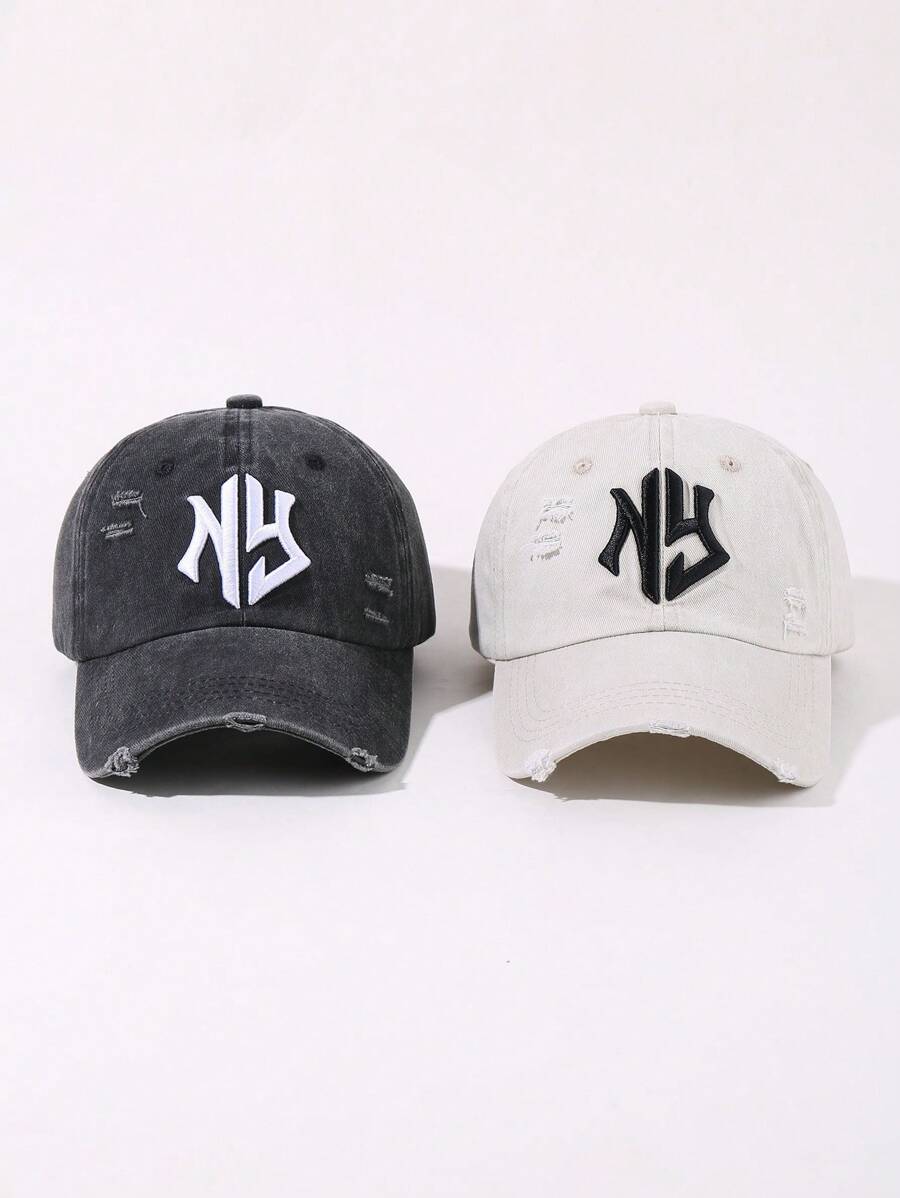 1/2pcs NY Embroidered Baseball Cap, Adjustable Outdoor UV Protection Casual Hat Suitable For Spring, Autumn, Travel, Beach, Holiday, Unisex Y2K Style Cap Halloween