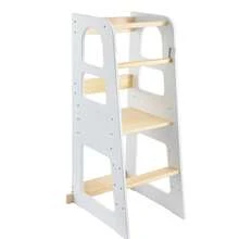 Tower Wooden Step Stool 3 Adjustable Heights Kitchen Stool For Kitchen Counter Perfect Parent White - 白色 - 查看 1