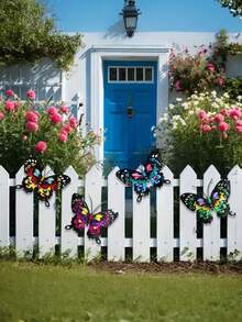 4 件套精致铁制蝴蝶墙饰 - 令人惊叹的悬挂金属艺术品，适用于室内和室外空间，无需电力，是送给家人和朋友的完美礼物，为花园、庭院、客厅、卧室、露台和阳台增添优雅气息