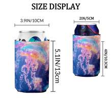 1 pieza Funda para latas - Enfriador plegable de neopreno para latas, perfecto para cerveza, bebidas energéticas y artículos esenciales para vacaciones de verano - Multicolor - Ver 6