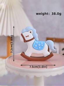 1pc Cute Teddy Bear Cake Topper Decoration, Cartoon Baby Wooden Horse Cake Decoration For Baby Birthday