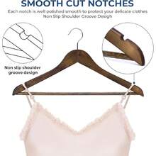 Multifunctional High Grade Solid Wooden Suit Hangers, Coat Hangers, Walnut Finish, 20-Pack - Retro Finish - View 4