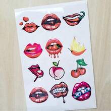 Kit 12 Temporary Tattoos Mouth Theme - Multicolor - Ver 2