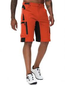 男士骑行短裤山地自行车骑行工装短裤户外运动徒步速降自行车短裤 - 橘色 - 查看 4