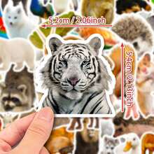 50/100pcs Mixed Realistic Animal Stickers, Cartoon Forest & Grassland Cute Small Animal Stickers For Luggage, Water Bottle, Skateboard, Graffiti,School Supplies,Back To School - Multicolor - View 3