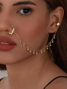 1 件铃铛和流苏鼻夹/耳夹，无需穿孔，适合男士和女士，优雅的礼物 - 彩色 - 查看 6