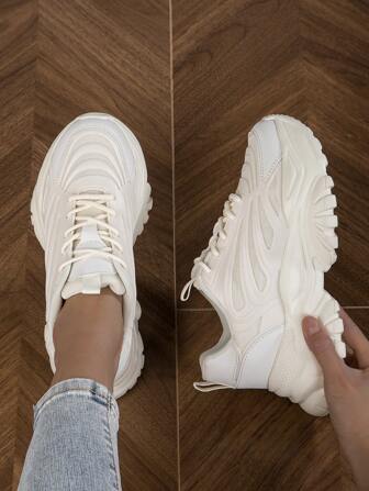 Women's Lightweight Breathable Non-Slip Fitness Running Shoes, Comfortable Versatile Soft-Sole Walking Shoes, Fashionable Personalized Lace-Up Thick-Sole Chunky Sneakers, Comfortable Versatile Casual Sports Shoes