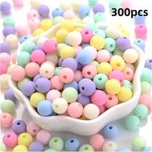 300 piezas de cuentas redondas acrílicas tipo macarrón en una variedad de colores pastel, cuentas espaciadoras redondas, aptas para hacer joyas DIY, pulseras y collares