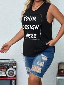 Pijama personalizado de talla grande para mujeres con top de tirantes estrechos, añade tu texto, elige tu color y tipo de letra favoritos, diseña tu propia parte superior impresa personalizada, tops personalizados para mujer, regalos para novia/miembros de la familia, regalos del Día de la Madre, regalos de cumpleaños, regalos de boda y talla grande. Personalización de texto, tops, tops de mujer con estampado, tops de verano personalizados de manga corta, vacaciones