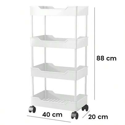 4/5 Tier Storage Rolling Cart Trolley Multi-Tier With Wheels Utility Shelves White Black For Kitchen Bathroom Living Room Laundry Office Multi-Purpose Organiser Shelf