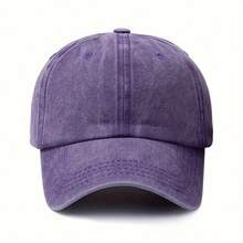 1pc Fashion Solid Color Washed Vintage Thick Baseball Cap - A - View 11