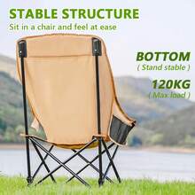 1 Piece Of Portable Camping Chair, Recliner, Adjustable Backrest, Light Recliner, Foldable Without Installation, Camping Chair, Reclining Chair, Outdoor Terrace, Beach Lawn Camping - Yellow - View 9