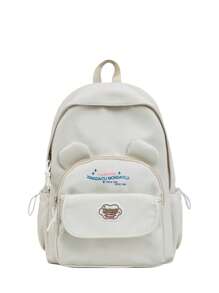 Mochila nueva de 2025 de nylon liso con forma de oso, mochila escolar, bolsa de viaje, mochila multifunción