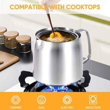 Nalupatio 304 Stainless Steel Oil Container, Cooking Oil Filter Pot With Mesh Strainer, Grease Container With Lid For Kitchen, Dishwasher Safe