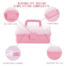 1pc Plastic 3-Layer Storage Box, Multipurpose Storage Box Container, Household Folding Tool Box, Portable Art Craft Case Container, Sewing Supplies Sorting Organizer, Medicine Box