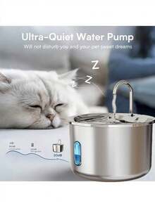 1 件不锈钢宠物饮水器，USB 供电自动猫狗饮水器，带防溅盆，运行安静，可增加饮水量 - 无需电池，室内宠物配件|时尚宠物饮水器|耐用宠物用品， - 彩色 - 查看 7