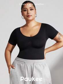 1 pieza Shapewear de talla grande para mujer, moldeador de control de abdomen, cintura entrenadora, levantador de glúteos, body sin costuras, mono de verano de manga corta