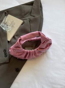 Bolso de mano en forma de nube plisado, bolso de tela informal, bolso de embrague en forma de media luna, bolso versátil para mujer - Nuevo para 2024