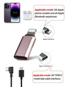 铝合金适配器，Type-C 转 Apple/Apple 转 Type-C 转换器，兼容 Type-C/Apple 数据线，充电和文件传输，小巧便携 - 彩色 - 查看 4