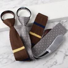 Corbata de punto a rayas con cabeza plana, ajustable, suave y sin nudos, corbata automática con cremallera como accesorio para traje de chico