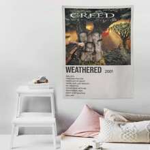 1 pieza Tapiz minimalista con portada de álbum de la banda de rock Creed, se puede personalizar con tu nombre o imagen, decoración colgante para el dormitorio, un buen regalo para novio/novia, Navidad, ideal para sala de estar, dormitorio, decoración del hogar, bandera de habitación, tapiz de habitación - Multicolor - Ver 10