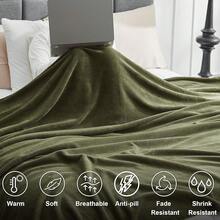 Sofa Blanket Living Room Cover SetFleece Blanket Twin Size, Soft Cozy Twin Blanket, Fuzzy Flannel Blanket Bed, Sofa, Couch, Travel, Camping, 60 X 80 Inches - 苔綠色 - 查看 4