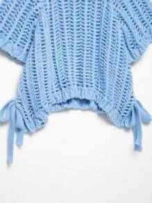 ZEVITY Casual Knit Top With Side Lace-Up Decor & Cutouts