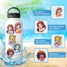 50/100Pcs Princess Stickers, Vinyl Waterproof Stickers For Laptop, Skateboard, Water Bottles, Computer, Phone,Cartoon Stickers For Teens Adults,School Supplies,Back To School - Multicolor - View 5