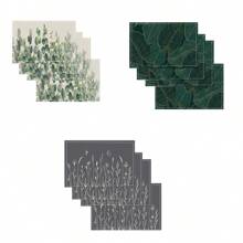 14/6pcs Palm Leaf Placemats, Tropical Green Leaf & Calathea Plant Design Dining Table Mats, Hawaiian Seasonal Kitchen & Home Decor