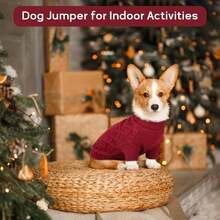 Suéter tejido para perros, ropa de mascota cálida adecuada para perros pequeños y medianos, tejido suave y grueso - Burdeos - Ver 8