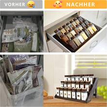 ERUIV Square Spice Jars, 2-In-1 Design With Acacia Wood Stand (FCM®) – Set Of 21 Spice Jars (120 Ml Each), Including Multiple Labels, Can Be Stood Upright And Is Suitable For Drawers – Spice Rack For Drawers And Spice Jars - 21個方瓶相思木架套裝 - 查看 2