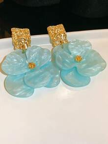 1 对金属和亚克力花朵耳钉，复古风格优雅高端珠宝耳环，适合女士