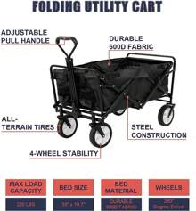 Folding Wagon Cart Garden Cart Utility Grocery Wagon Heavy Duty Beach Wagon Cart