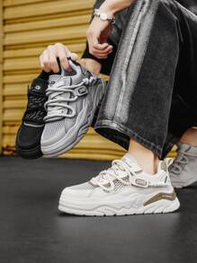 Zapatillas casuales de verano para hombres, diseño especial, de suela gruesa, transpirables, versátiles, con diseño atlético y deportivo, suela gruesa, aumentan la altura, duraderas, livianas, estilo retro robusto, para gimnasio