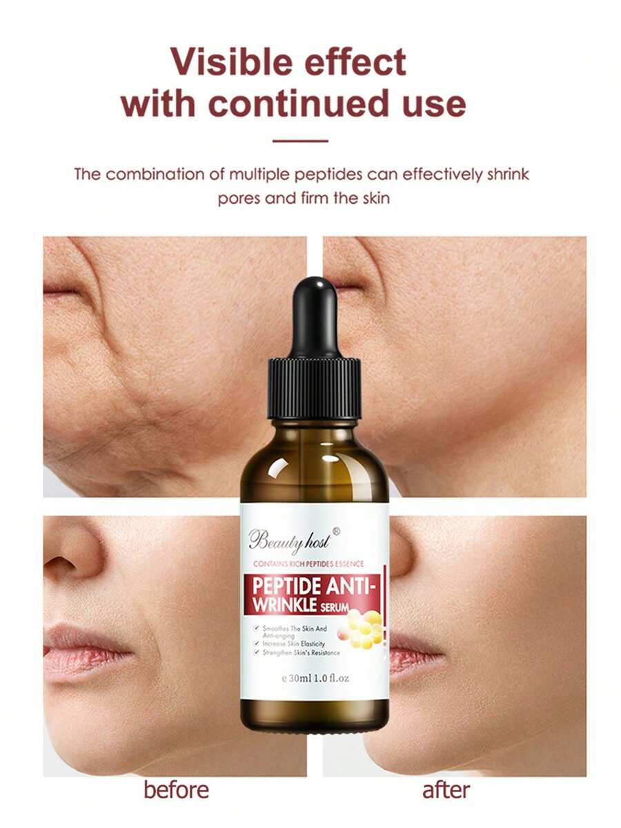 Beauty Host 1pc Peptide Face Serum, With Hyaluronic Acid & Oligopeptide-1, Smooth / Reduce The Appearance Of Wrinkles - White - View 1