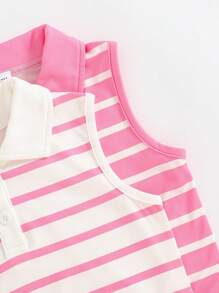 Sleeveless Sweetly Striped Collared Dress, Summer