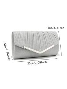 Pleated Flap Chain Metallic Shiny Square Handbag