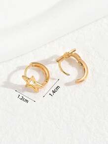 1 Pair Bohemian Style Gold Hollow Star Hoop Earrings, Fashionable For Travel Photography
