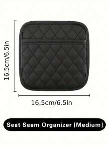 1pc Black Quilted PU Leather Car Seat Organizer For Phone, Keys, Coins & Small Items - Fit Storage Bag With Diamond Pattern, Compact Design For Most Car Interiors, Car Storage For Women Storage Organizer Travel Essentials Back To School Dormitory Storage